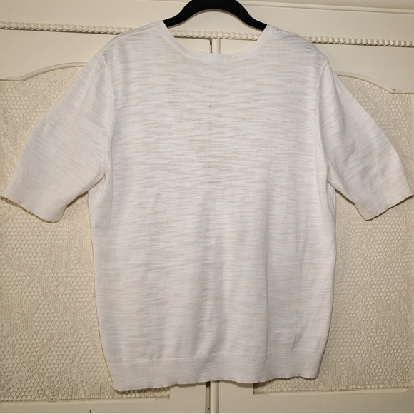 Caslon White Short Sleeve Cotton Cardigan - Picture 5 of 5